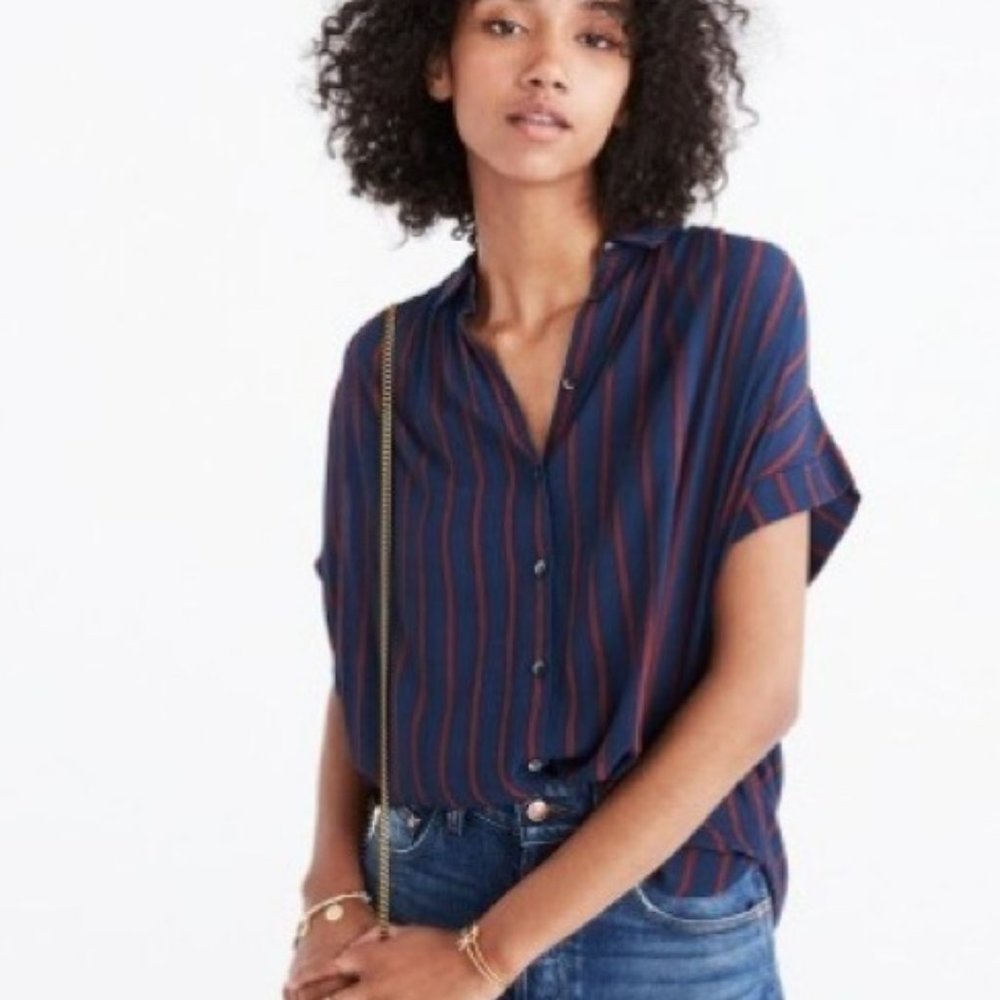Madewell Central Shirt in Duo in Cornelia Stripe Size SM)